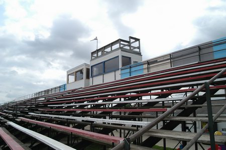 I-96 Speedway - GRANDSTAND AND TOWER FROM WATER WINTER WONDERLAND